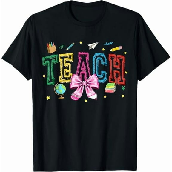 Natee Teacher Gifts Shirt Teach Them Happy First Day Back to School T-Shirt Graphic Humor Men Woen T Shirt