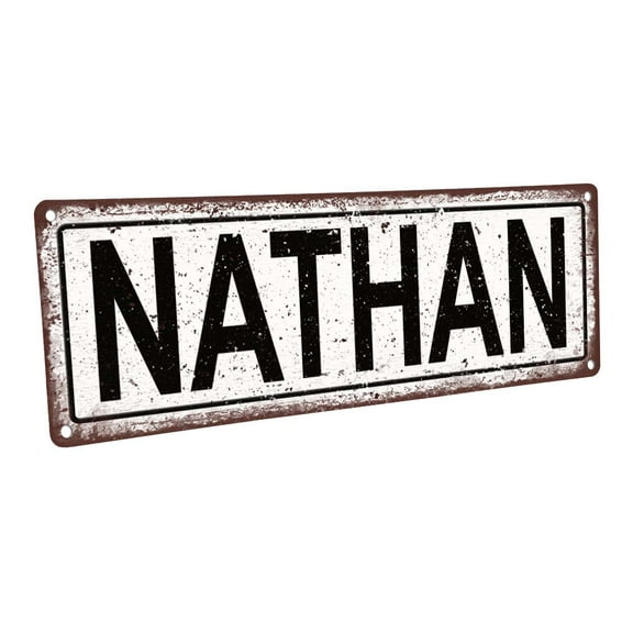 Nathan 4"x12" Metal Sign, Wall Décor for Kids Room and Nursery