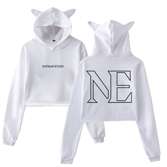 Nathan Evans Hoodie Cat Ears Hooded Sweatshirts Long Sleeve Crop Top Women's Clothes
