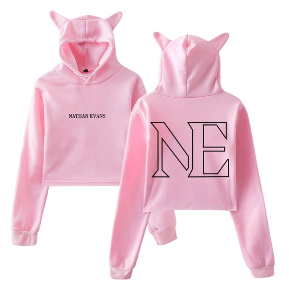 Nathan Evans Hoodie Cat Ears Hooded Sweatshirts Long Sleeve Crop Top Women's Clothes