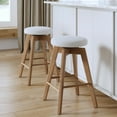 thumbnail image 1 of Nathan James Amalia Bohemian Swivel Bar Stool, Backless Counter Height Boucle Counter Stool with Solid Wood Legs and Upholstered Seat, White Oak Set of 2, 1 of 4