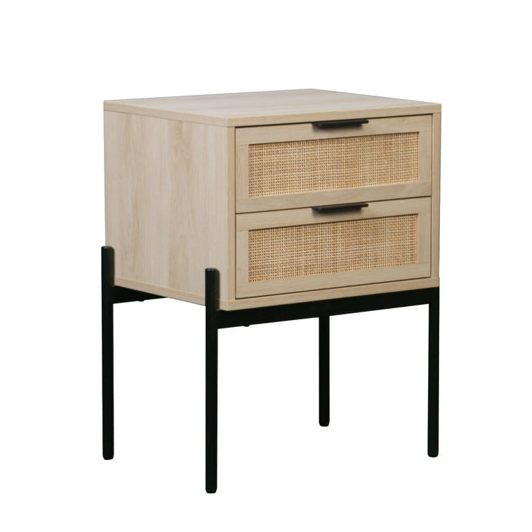Nathan James Andrew Boho Rattan Side Table with Drawers for