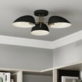 thumbnail image 1 of Nathan James Argo Semi Flush Ceiling Mount 3-Light Fixture with Retro Black Rounded Shade for Hallway, Kitchen or Bedroom, 1 of 7