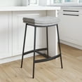 thumbnail image 1 of Nathan James Arlo Modern Backless Upholstered Kitchen Counter Bar Stool with Saddle Seat and Metal Base, Grey/ Matte Black, 1 of 9