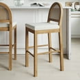thumbnail image 1 of Nathan James Bailey Rectangle Seat Armless Rattan Back Bar Stool, Cream Boucle/Light Brown, 1 of 8