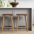 thumbnail image 1 of Nathan James Barker Classic Counter Height Wood Barstool with Leather Removable Cushion, Backless Island 24" Bar Stool for Kitchen, Chestnut Brown, Set of 2, 1 of 2