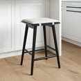 thumbnail image 1 of Nathan James Barker Counter Height Solid Wood Barstool with Upholstered Cushion, Backless Island Stool with Rubberwood Legs and Natural Textured Linen Upholstery for Kitchen, Black/White, 1 of 7