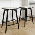 thumbnail image 1 of Nathan James Barker Counter Height Wood Barstool with Upholstered Cushion, Backless Island Stool for Kitchen, Black/White, Set of 2, 1 of 4