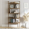 thumbnail image 1 of Nathan James Beacon 5 Tier Bookshelf, Wall Mounted Bookcase, Solid Wood Bookshelf in Wire Brushed Finish, Boho Rustic Bookcase, 1 of 8