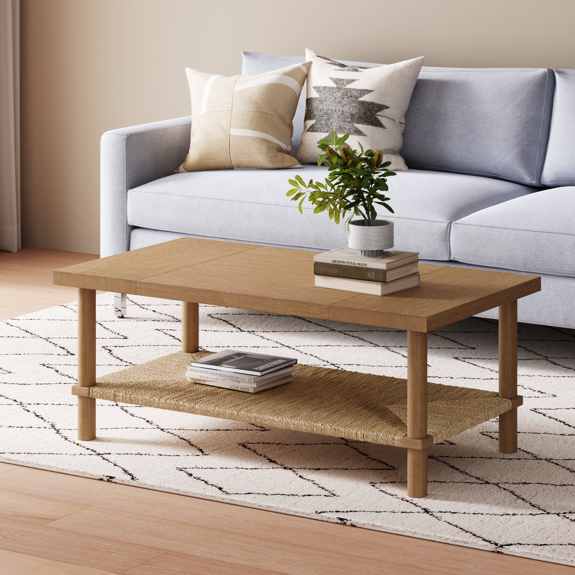 Nathan James Beacon Bohemian Coffee Table with Storage, 2-Tier ...