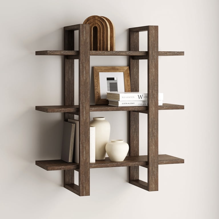 Nathan James Benji Floating Wall Book Shelves, 3-Tier Display
