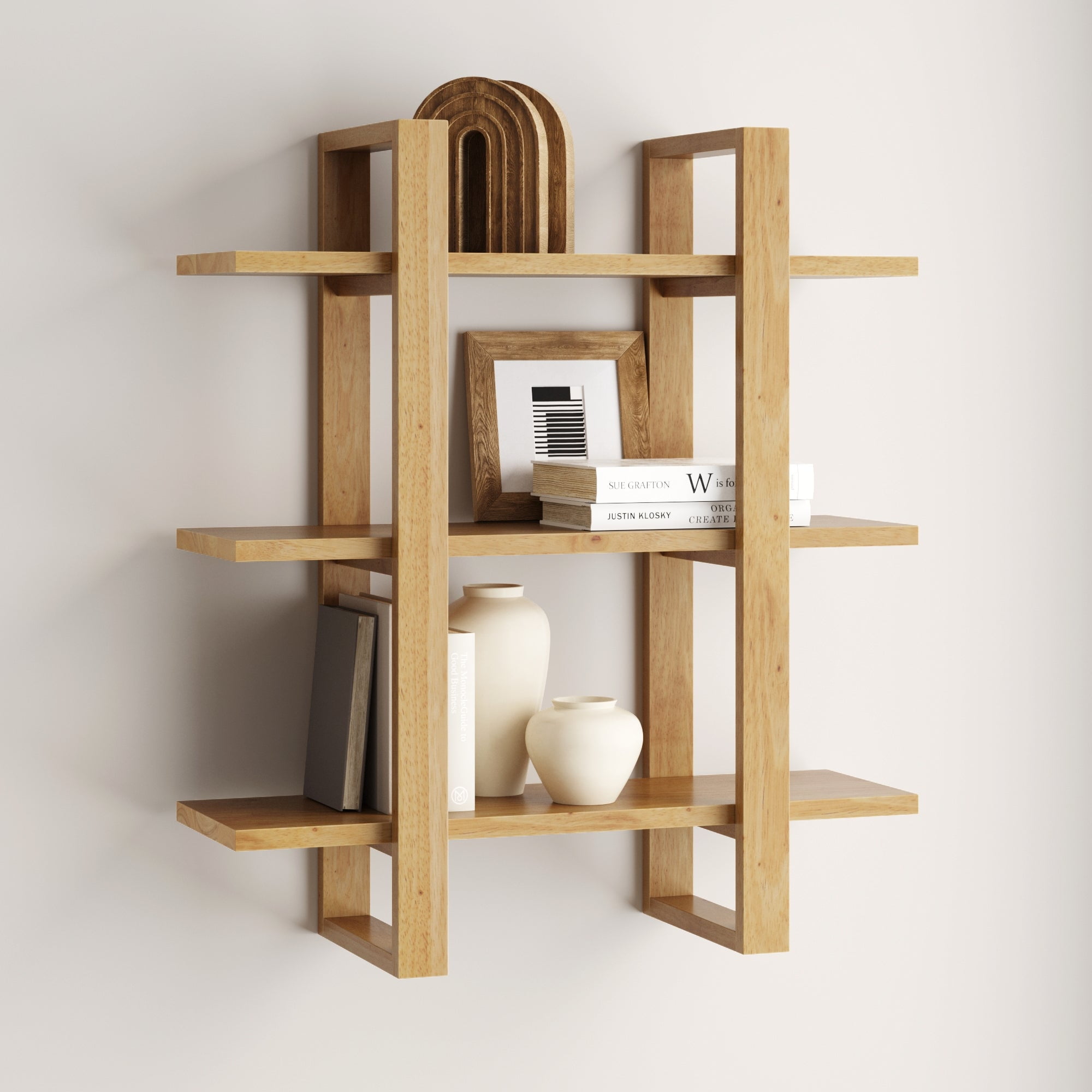 Nathan James Benji Floating Wall Book Shelves 3 Tier Display