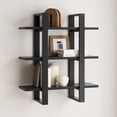 thumbnail image 1 of Nathan James Benji Mid Century Wall Unit Bookcase, Decorative Floating 3-Tier Wood Shelf, Black Oak, 1 of 6