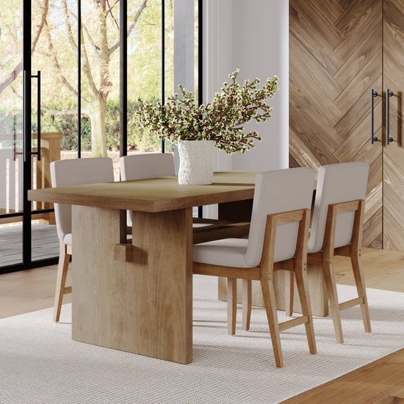 Nathan James Briggs Modern Dining Table for 6, Small Rectangle Dining Table, 6-Person Light Wood Dining Table, Solid Wood Modern Dining Table in Light Brown Finish