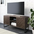 thumbnail image 1 of Nathan James Dylan Media Console Cabinet TV Stand with Hidden Storage Herringbone Pattern Wood Metal, Gray/Black, 1 of 7