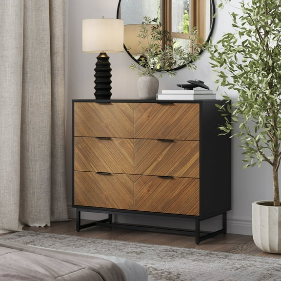 Nathan James Enloe Boho 3-Drawer Dresser for Bedroom, Wood Dresser with Deep Drawers, Metal Legs and Drawer Pulls, Rustic Brown