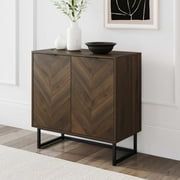 Nathan James Enloe Walnut Rustic Doors Black Metal Frame Base Modern Accent Storage Cabinet for Entryway