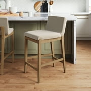 Nathan James Gracie Counter Height Upholstered Bar Stool, Natural Flax/Light Brown
