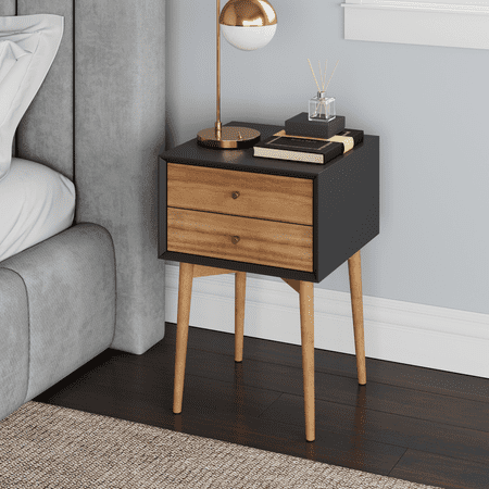 Nathan James Harper Mid-Century Furniture Pads Pinewood End Table, Black