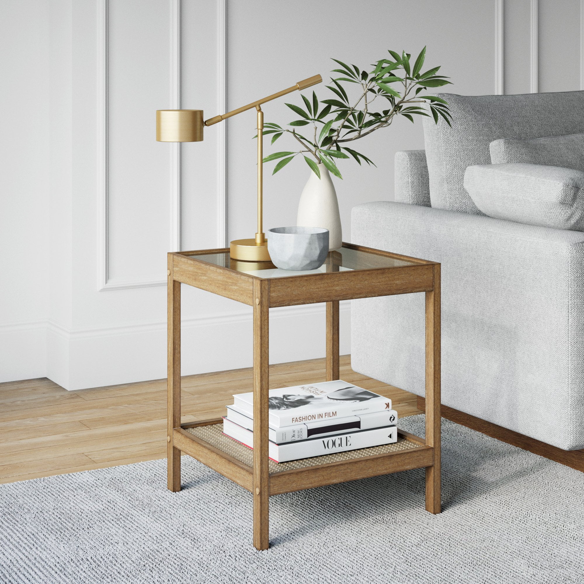Next glass bedside table discount