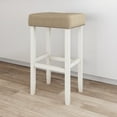 thumbnail image 1 of Nathan James Hylie Nailhead Wood Pub-Height Kitchen Counter Backless Bar Stool 29", Natural Flax/White, 1 of 7