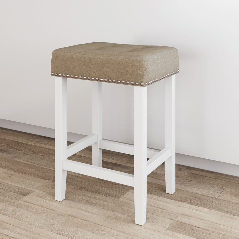 Nathan James Hylie Nailhead Wood Pub Height Kitchen Counter Bar Stool 24
