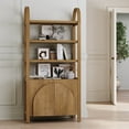 thumbnail image 1 of Nathan James Iris 3 Tier Bookshelf, Arched Bookcase Cabinet, Solid Wood Bookcase with Cabinet Base, Boho Bookshelf in Unbrushed Light Brown Finish, 1 of 6