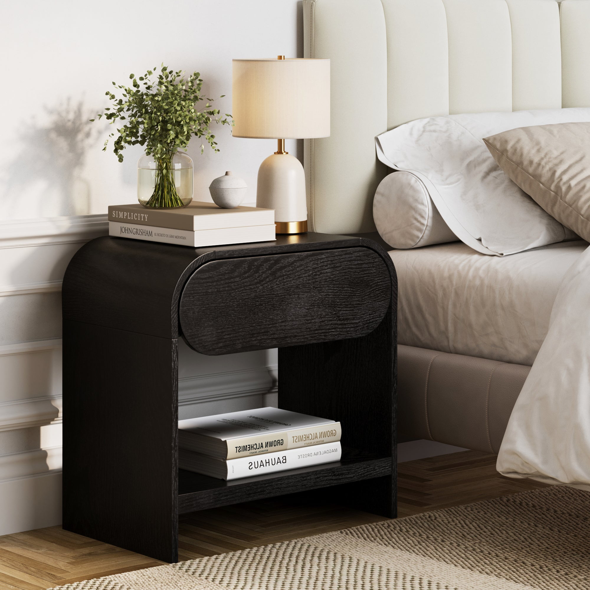 Nathan James Iris Mid-Century Modern Nightstand with Drawer, End