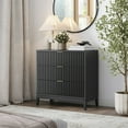 thumbnail image 1 of Nathan James Jasper 3 Drawer Dresser, Bohemian Fluted Dresser, Solid Wood Dresser for Nursery, Small Dresser for Bedroom, Black Oak, 1 of 6