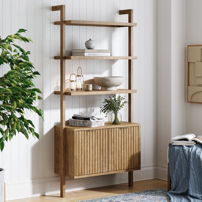 Nathan James Jasper 3-Shelf Solid Wood Boho Bookshelf, Wall
