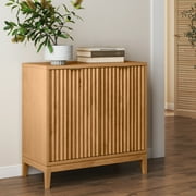 Nathan James Jasper Modern Sideboard, Kitchen Storage Cabinet with Fluted Doors, Accent Storage for Kitchen or Living Room, Warm Pine