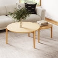 thumbnail image 1 of Nathan James Kendall Mid-Century Modern Round Nesting Living Room Coffee Table Set of 2, Stalking Accent Tables with Solid Wood Legs, Natural Brown, 1 of 8