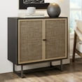 thumbnail image 1 of Nathan James Kova Cane Rattan Doors Accent Cabinet with Black Metal Base and Adjustable Shelf, 1 of 9
