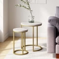 thumbnail image 1 of Nathan James Lula Marble Tabletop with Gold Metal Base Glam Nested Round End Table Set of 2, 1 of 7