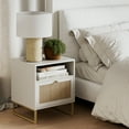 thumbnail image 1 of Nathan James Mina Square End Table with Rattan Drawer, White/Gold, 1 of 9