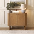 thumbnail image 1 of Nathan James Solace Mid Century Modern Cabinet, Storage Cabinet or Accent Cabinet with Doors with Solid Wood Legs and Adjustable Shelf, Light Brown, 1 of 6