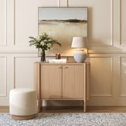 Nathan James Solace Mid Century Modern Cabinet, Storage Cabinet or Accent Cabinet with Doors with Solid Wood Legs and Adjustable Shelf, Raw Oak
