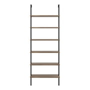 Nathan James Theo 6-Shelf Tall Bookcase Wall Mount Bookshelf Natural Wood Industrial Metal Frame Reclaimed Oak/Black