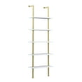 thumbnail image 1 of Nathan James Theo Industrial 5-Shelf Gold Ladder Bookcase with White Open Shelves and Brass Metal Frame, 1 of 7