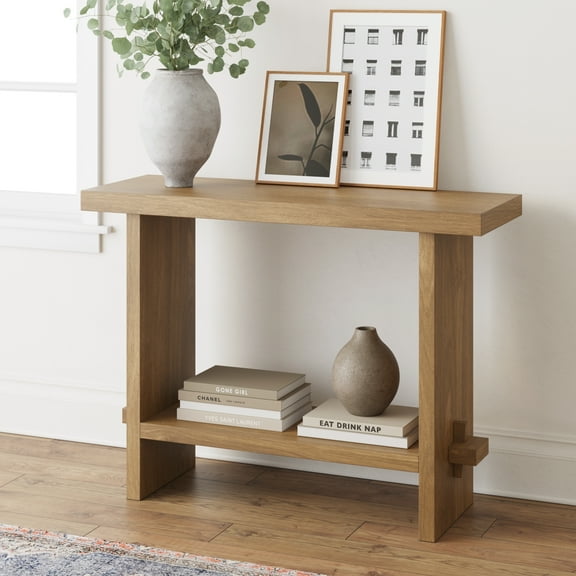 Nathan James Virgo Farmhouse Light Brown Console Accent Table for Entryway and Living Room