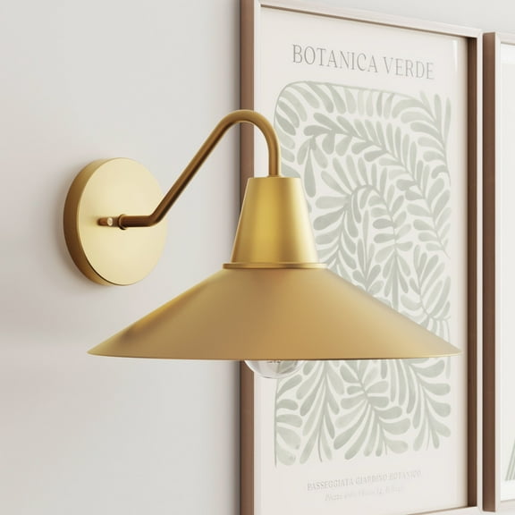 Nathan James Zemi Mid-Century Modern Indoor Vintage Wall Sconce, Living Room Wall Sconce or Bedside Wall Lamp, Vintaged Brass Wall Light