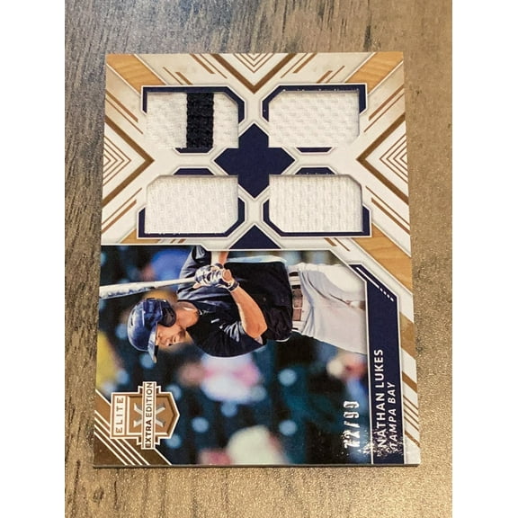 Nathan Lukes Tampa Bay Rays MLB 2018 Panini Elite Extra Edition - Quad Material Gold 15 MEM, SN99