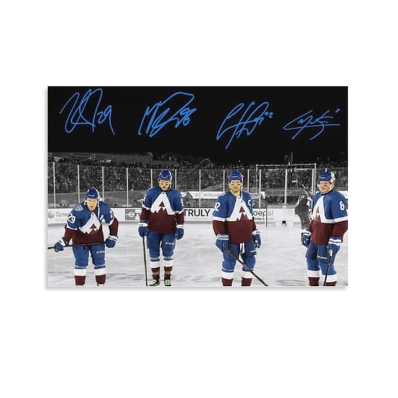 Nathan MacKinnon Cale Makar Mikko Rantanen Gabriel Landeskog Signed Poster Artworks Canvas Poster Room Aesthetic Wall Art Prints Home Modern Decor Gifts 16x24inch(40x60cm)