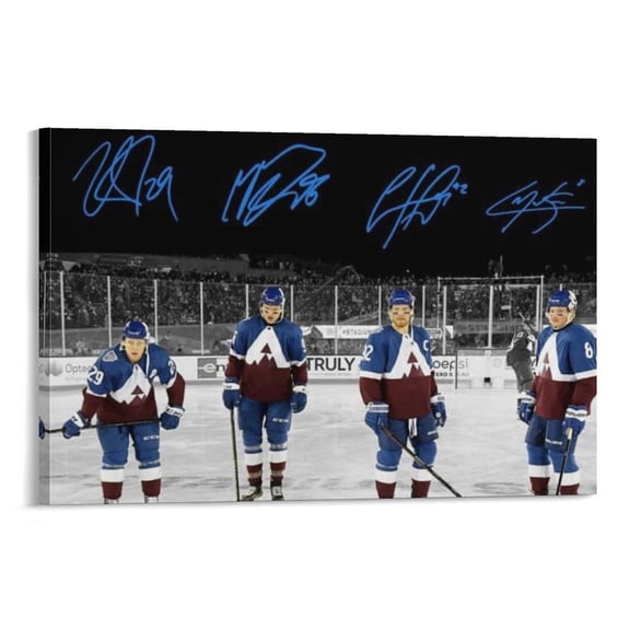 Nathan MacKinnon Cale Makar Mikko Rantanen Gabriel Landeskog Signed Poster Wall Art Picture Painting Poster Canvas Print Posters Artworks Bedroom Living Room Decor 16x24inch(40x60cm)