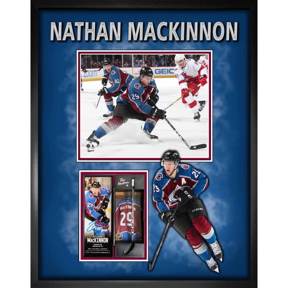 Nathan MacKinnon Colorado Avalanche Signed Framed Tim Hortons Mini-Stick Display with 8x10 Photo Officially Licensed NHL/NHLPA Authentic Hand-Signed Autograph by Frameworth Sports Marketing