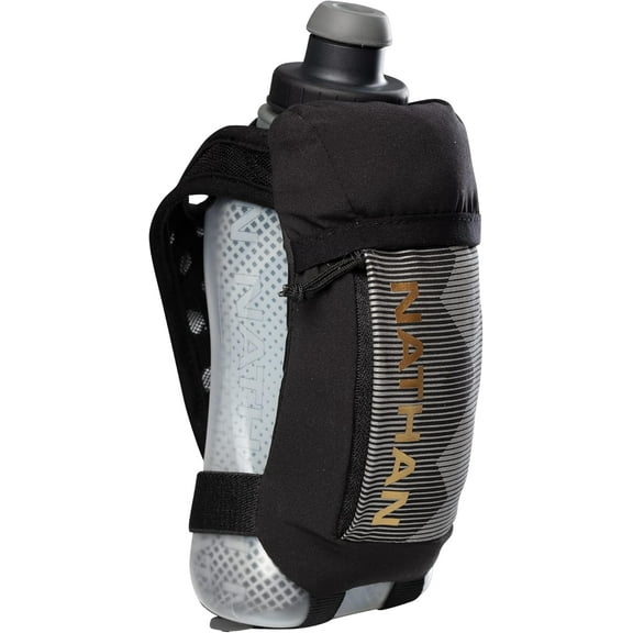 Nathan Running Handheld Quick Squeeze Water Bottle. No-Grip Adjustable Hand Strap. 12oz
