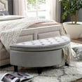 thumbnail image 1 of Posh Living Nathan Velvet Upholstered Half Moon Storage Ottoman in Light Gray, 1 of 9