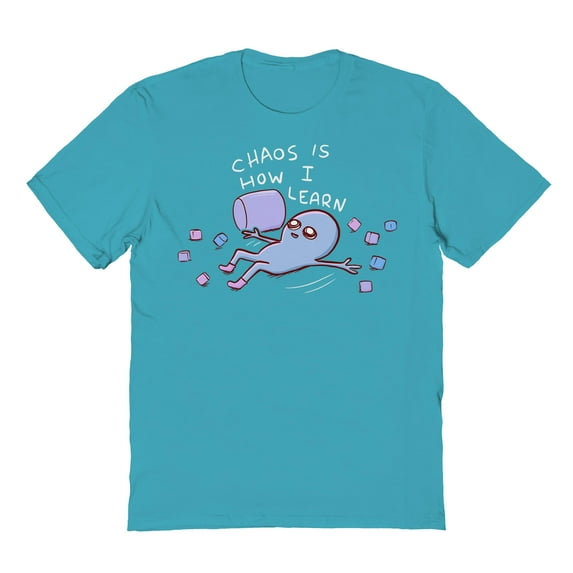 Nathan W Pyle Strange Planet Chaos Is How I Learn Graphic Tropical Blue Men's Cotton T-Shirt