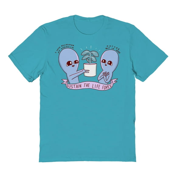 Nathan W Pyle Sustain The Life Force Graphic Tropical Blue Men's Cotton T-Shirt