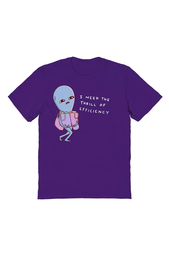Nathan W Pyle Thrill Of Efficiency Graphic Purple Men's Cotton T-Shirt